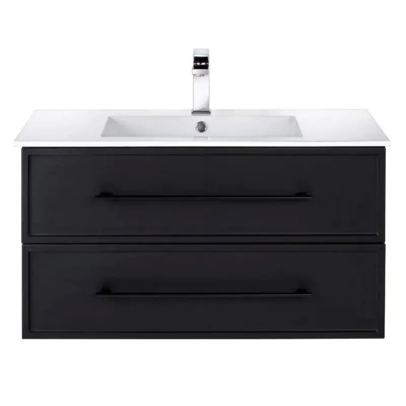 Cutler Milano 36-Inch Matte Black Shaker-Style Wall-Mount Vanity 1