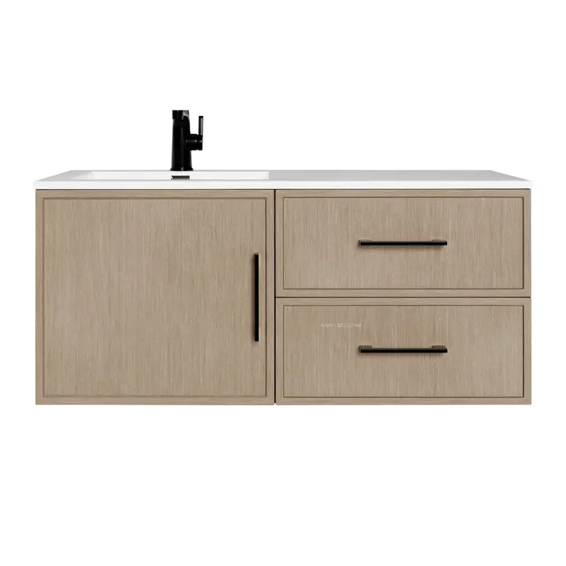 Cutler Razza 42-Inch Wall-Mounted Bathroom Vanity With Single Sink & Cultured Marble Top 1