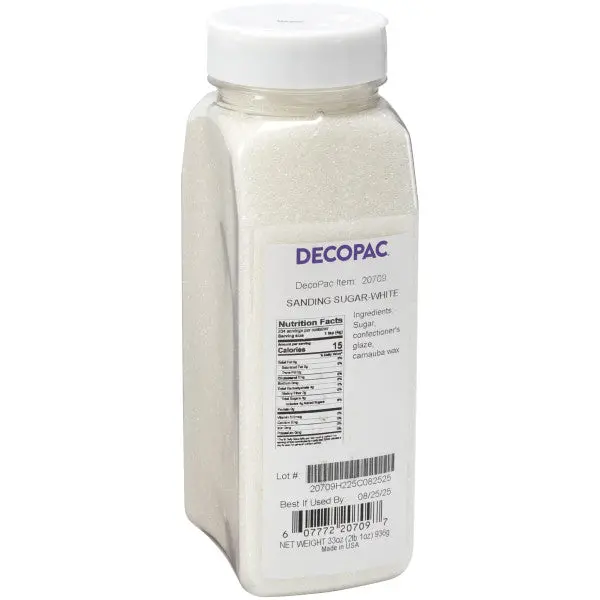 Decopac White Sanding Sugar – Large-Grain Edible Sparkle, 33 Oz Handheld Container 1