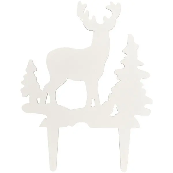 Deer & Pine Trees Gum Paste Cake Topper Set – 6-Piece Winter Scene Decoration 1