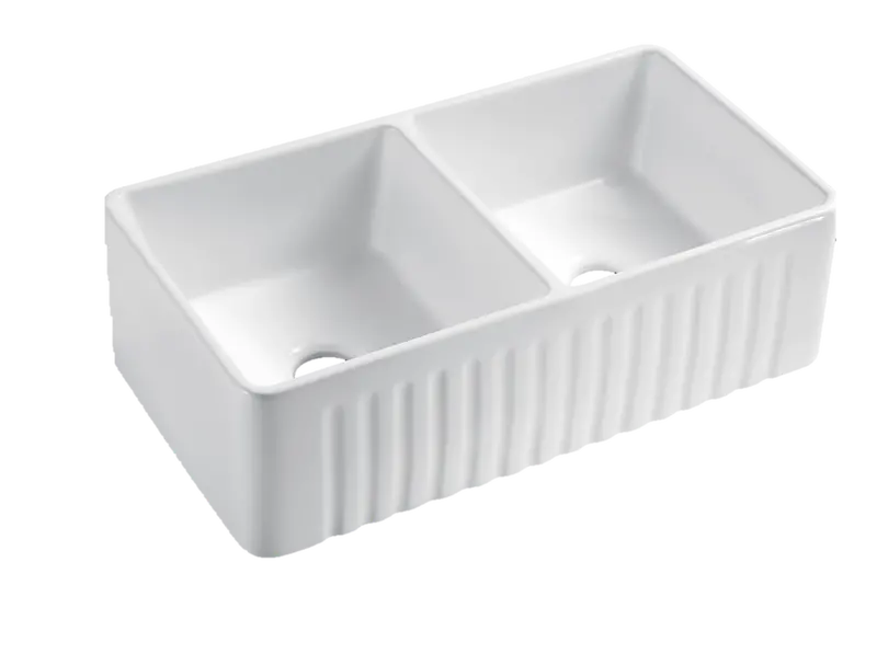 Double-Basin White Porcelain Farmhouse Apron Sink 1