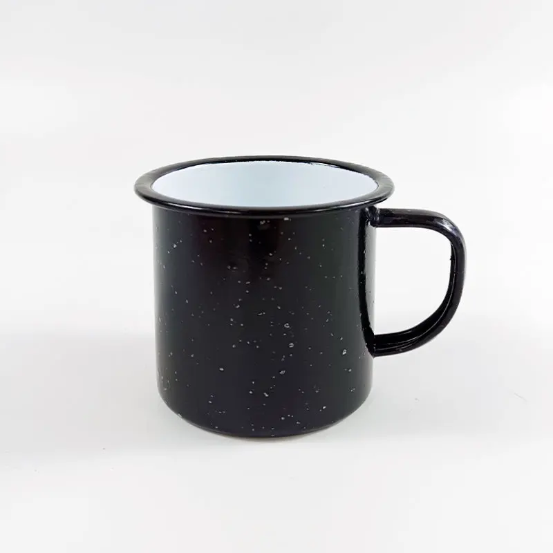 Dove Premium Enamel Mug – 8Cm Black Exterior, White Interior 1