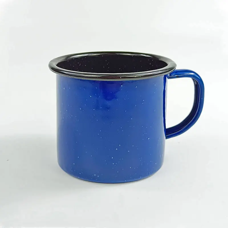 Dove Premium Enamel Mug – 8Cm Blue Exterior, Black Interior 1