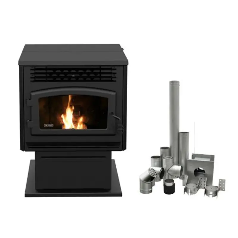 Drolet Eco-55 Pellet Stove With 3-Inch Ground Floor Venting Kit – Flexible Installation (Dp00070Kvg) 1
