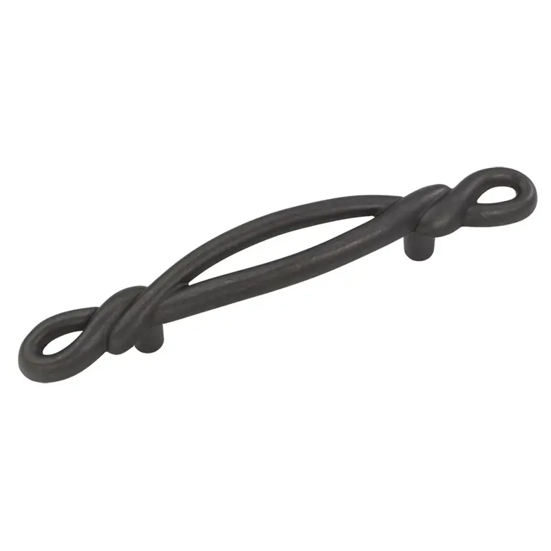 French Twist Cabinet Pull – 3" Center-To-Center, Black Iron 1
