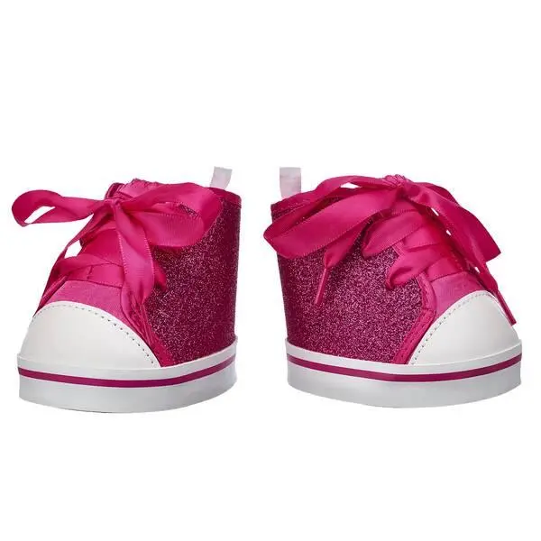 Fuchsia Sparkle-Embellished High-Top Sneakers 1