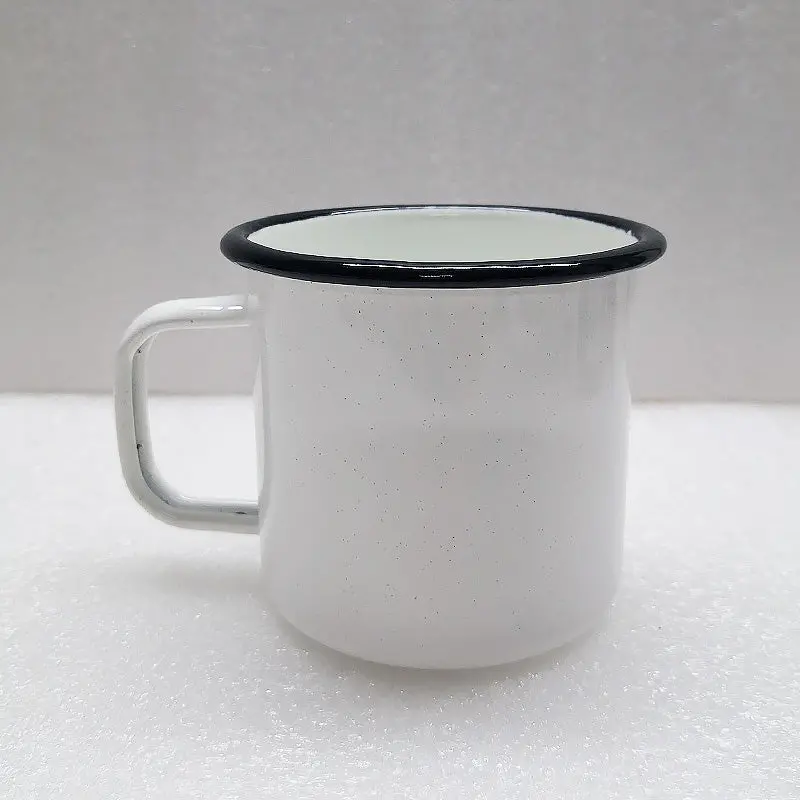 Glossy White Flake Finish Enamel Mug – 9Cm Agate Color Series 1