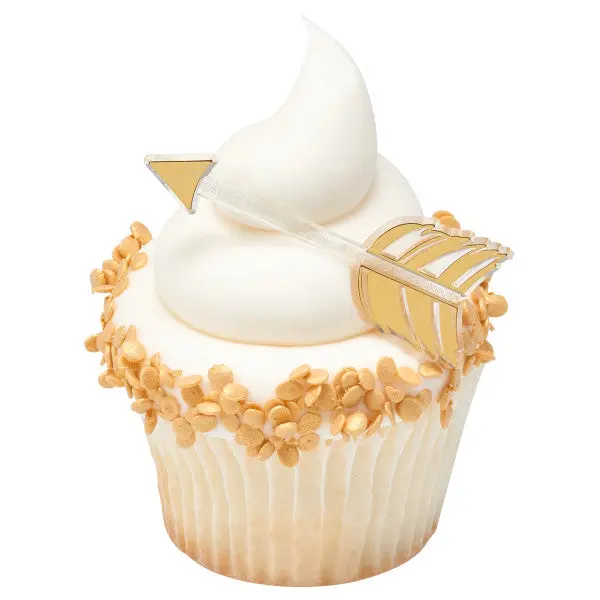 Gold Arrow-Shaped Cupcake Toppers – 144-Piece Plastic Decoration Set 1