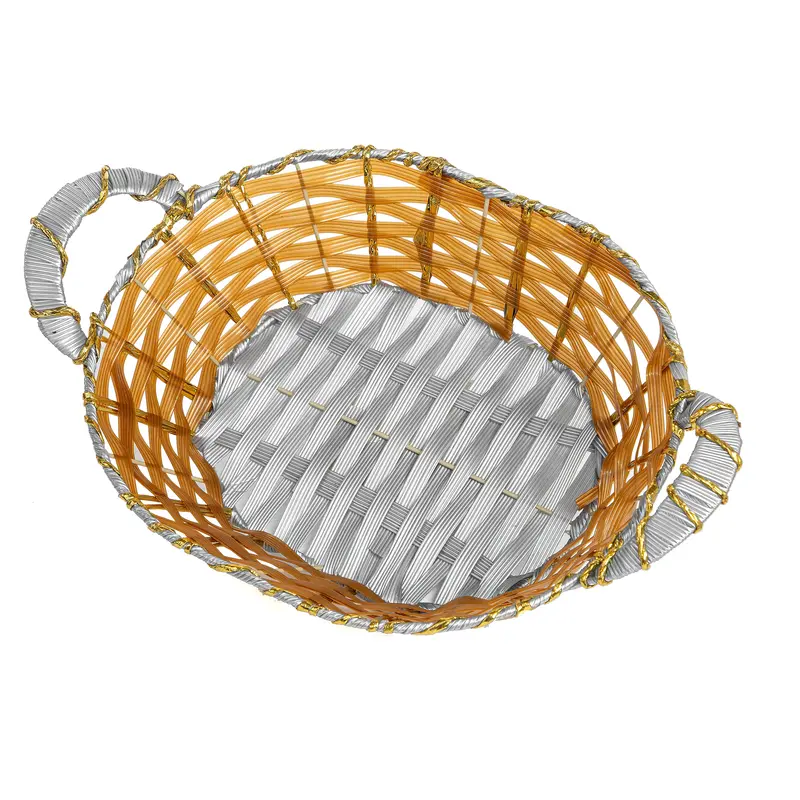Golden-Woven Oval Utility Basket With Sturdy Carry Handles 1