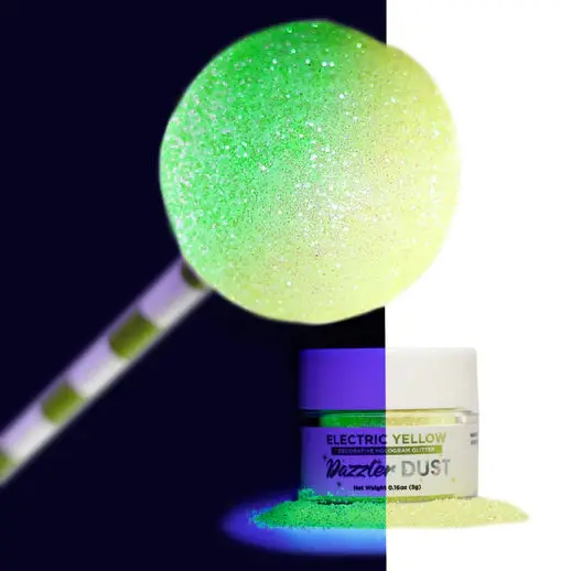 Halloween Glow-In-The-Dark Dazzler Dust – Holographic Electric Citrus Yellow Glitter 1