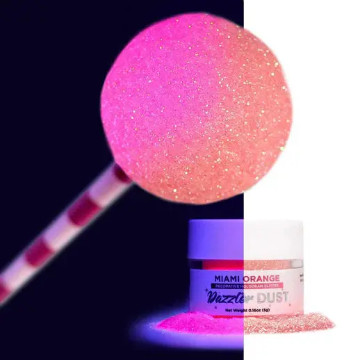 Halloween Glow-In-The-Dark Dazzler Dust – Holographic Miami Orange Glitter 1
