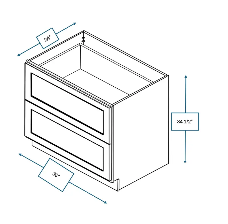Hampton Pewter Shaker 36-Inch 2-Drawer Base Cabinet 1