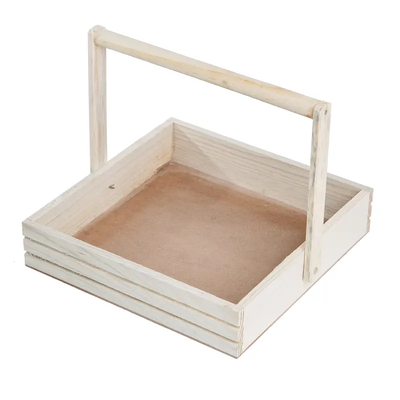 Handcrafted Wooden Utility Storage Tray With Carry Handle 1