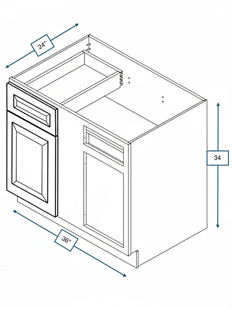Harbour Town White Bevel Shaker Blind Base Cabinet – 36 In. W, 42 In. Min. Pull Required 1