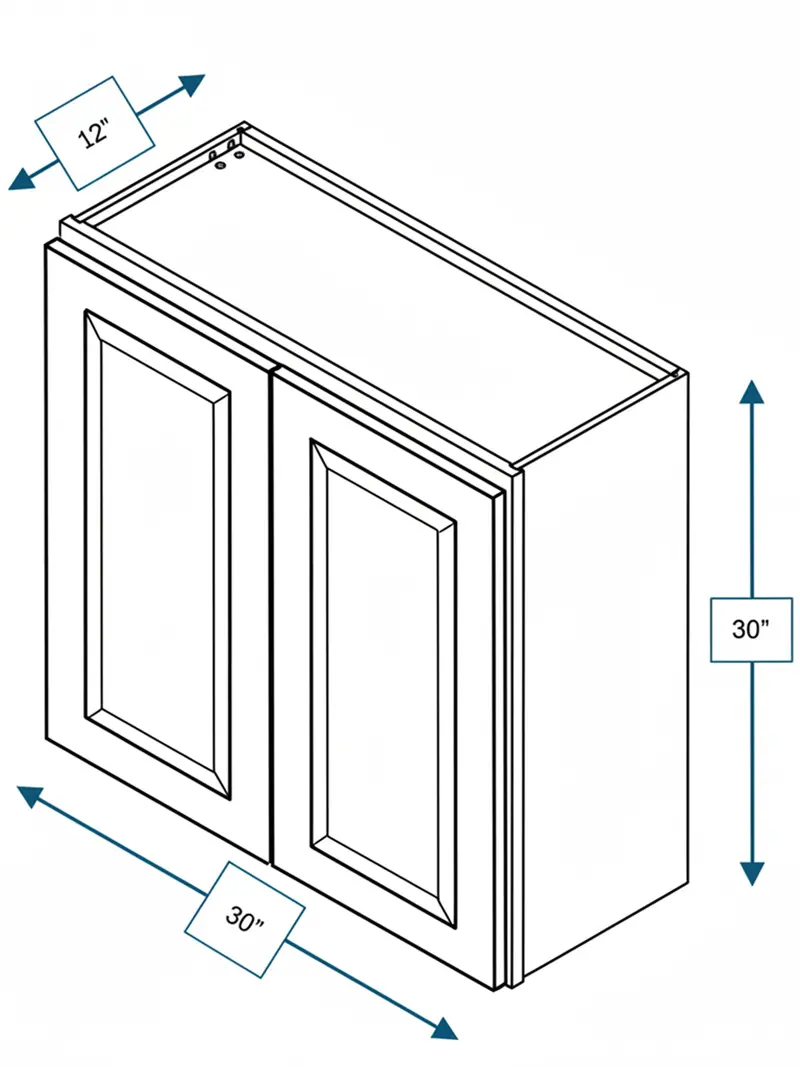 Harbour Town White Bevel Shaker Square Wall Cabinet – 30" W × 30" H 1