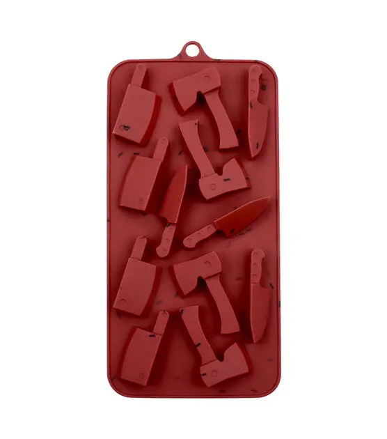 Haunted Kitchen Tool Candy Mold – 12-Cavity Cleaver, Axe, And Knife Silicone Tray For Themed Treats 1