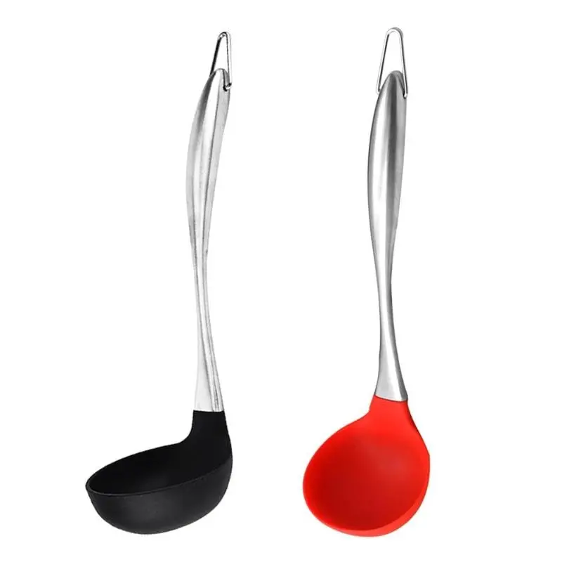 Heat-Resistant Silicone Soup Spoon With Hollow Stainless Steel Handle 1