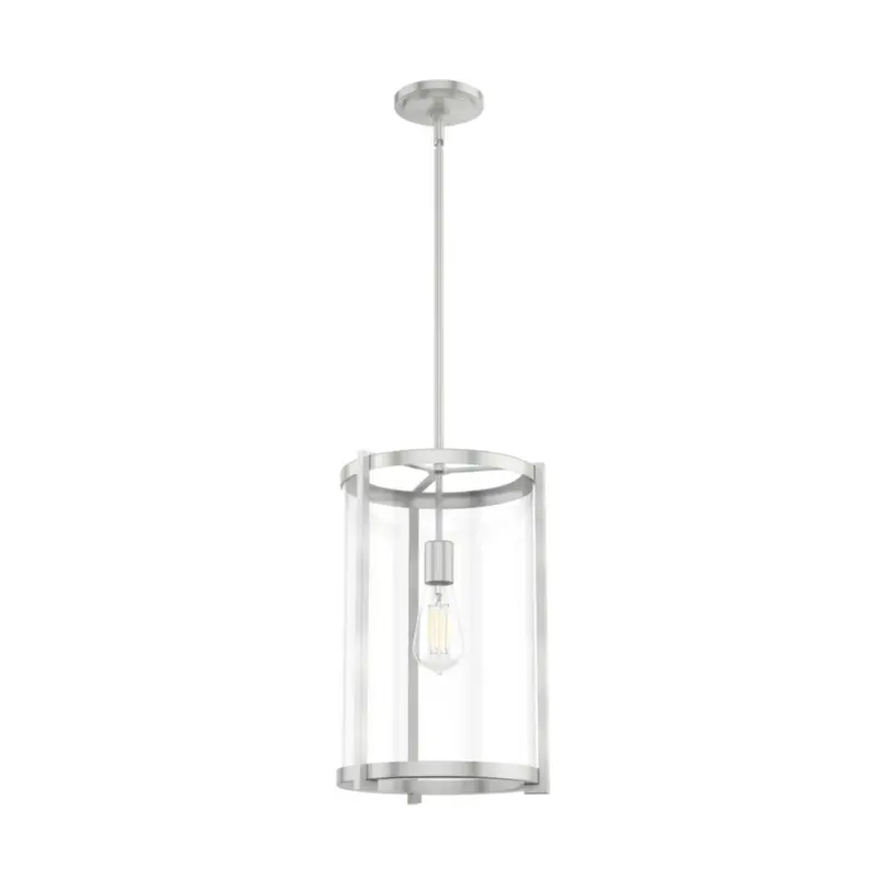Hunter Astwood 1-Light Brushed Nickel Pendant With Clear Glass Shade 1