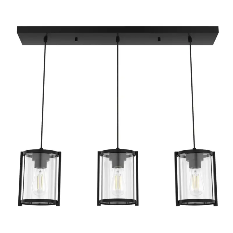 Hunter Astwood 3-Light Linear Matte Black Chandelier 1