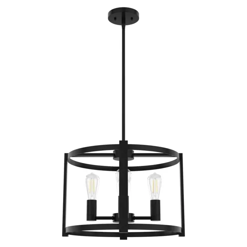 Hunter Astwood 4-Light Matte Black Drum Chandelier 1
