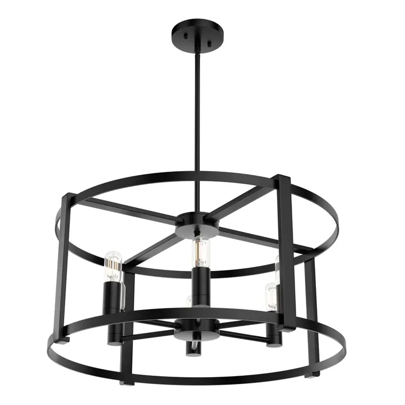 Hunter Astwood 6-Light Linear Matte Black Chandelier 1