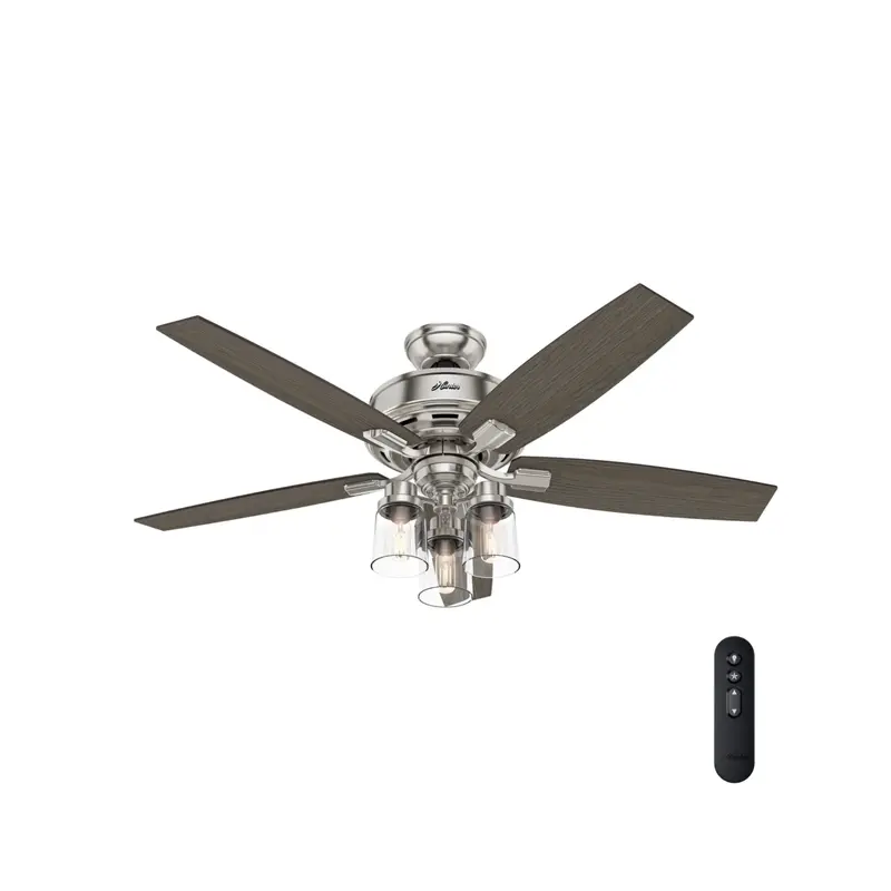 Hunter Bennett 52-Inch 3-Light Brushed Nickel Ceiling Fan 1