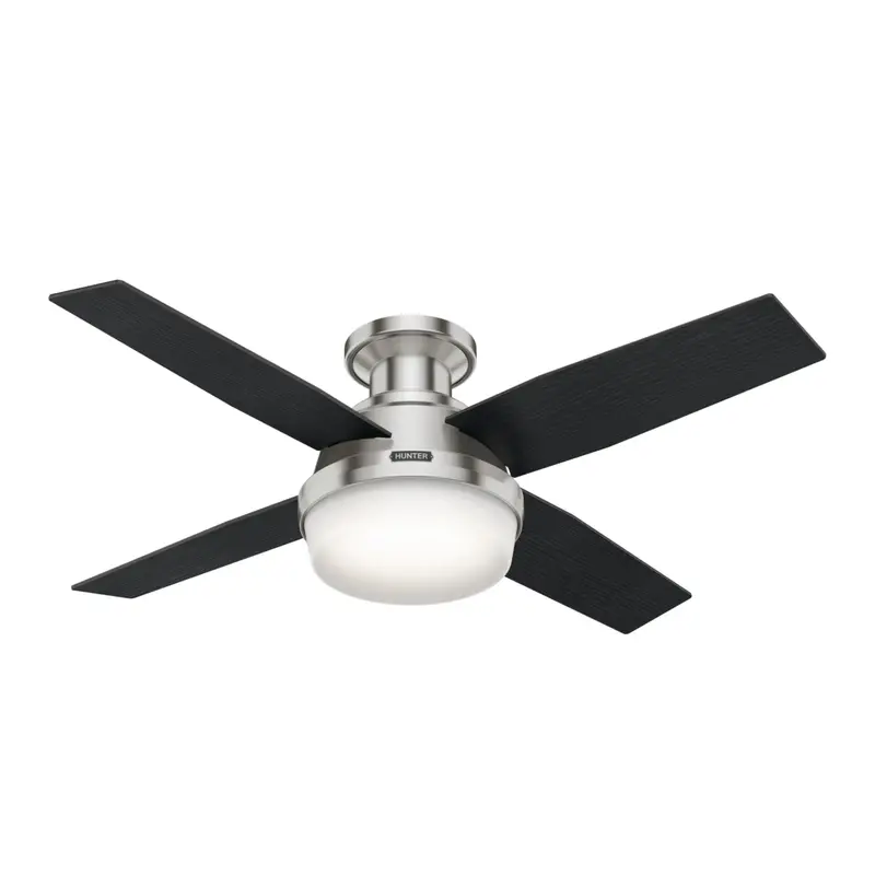 Hunter Dempsey 44-Inch Brushed Nickel Low-Profile Ceiling Fan With Light 1