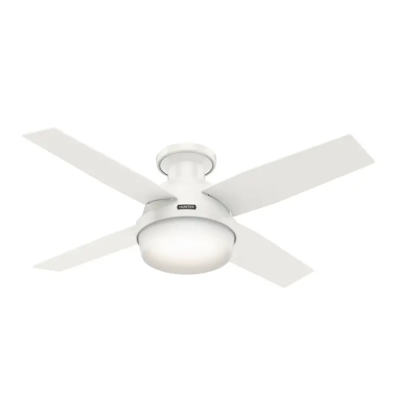 Hunter Dempsey 44-Inch Fresh White Low-Profile Ceiling Fan With Light 1