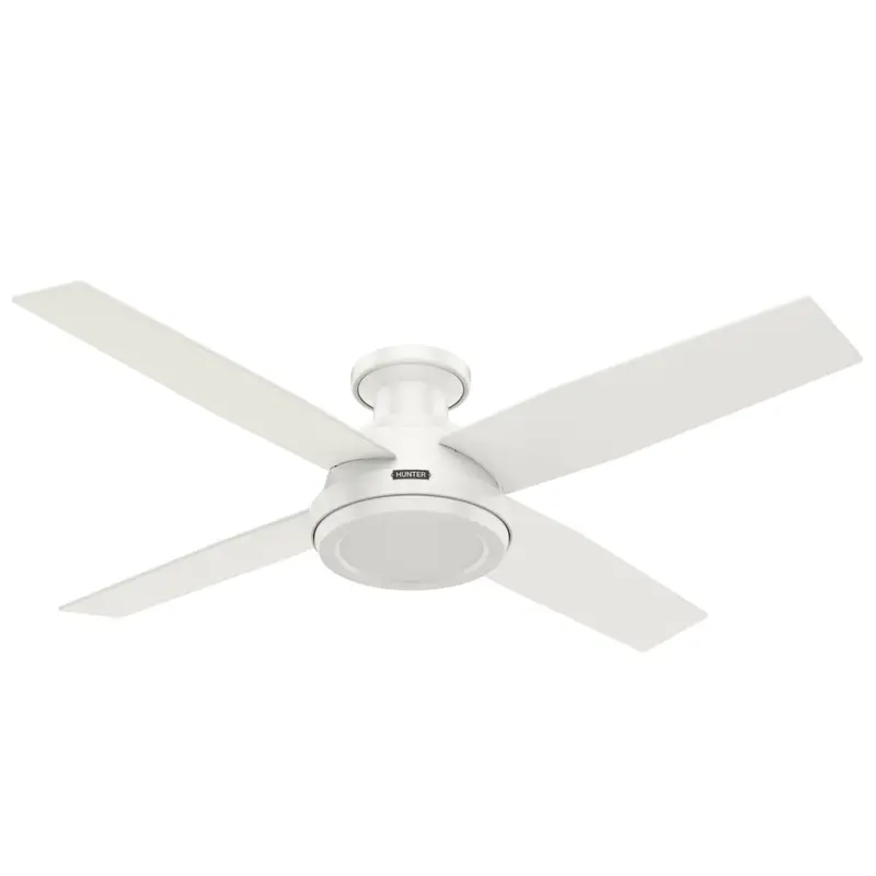 Hunter Dempsey 52-Inch Fresh White Low-Profile Ceiling Fan – No Light Kit 1