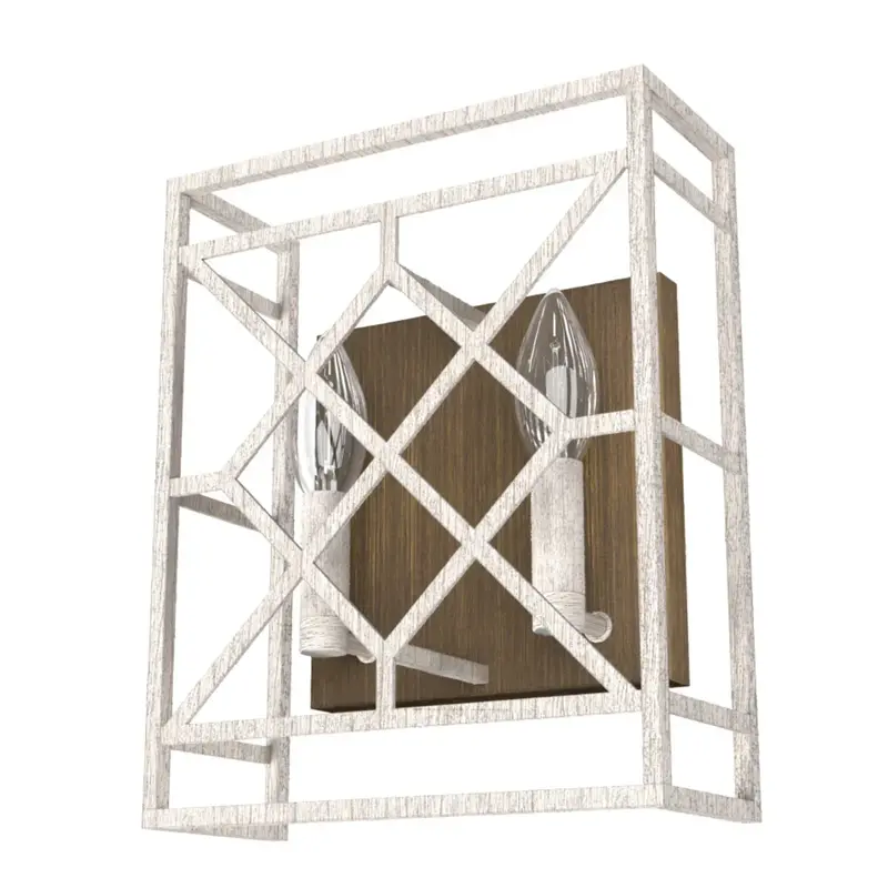 Hunter Langwood 2-Light Distressed White Wall Sconce 1