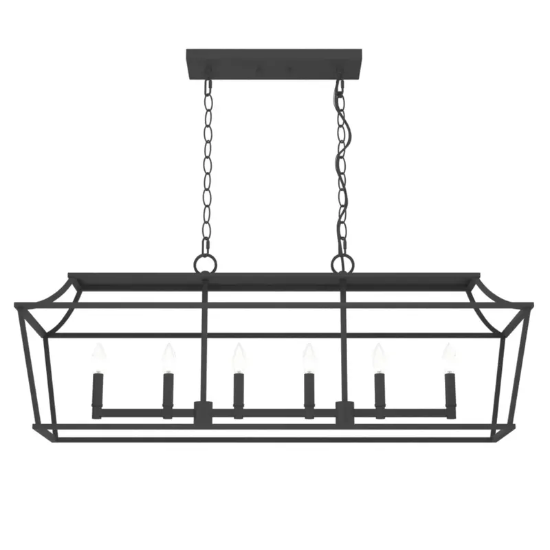 Hunter Laurel Ridge 6-Light Linear Chandelier – Natural Iron Industrial Bar Light 1