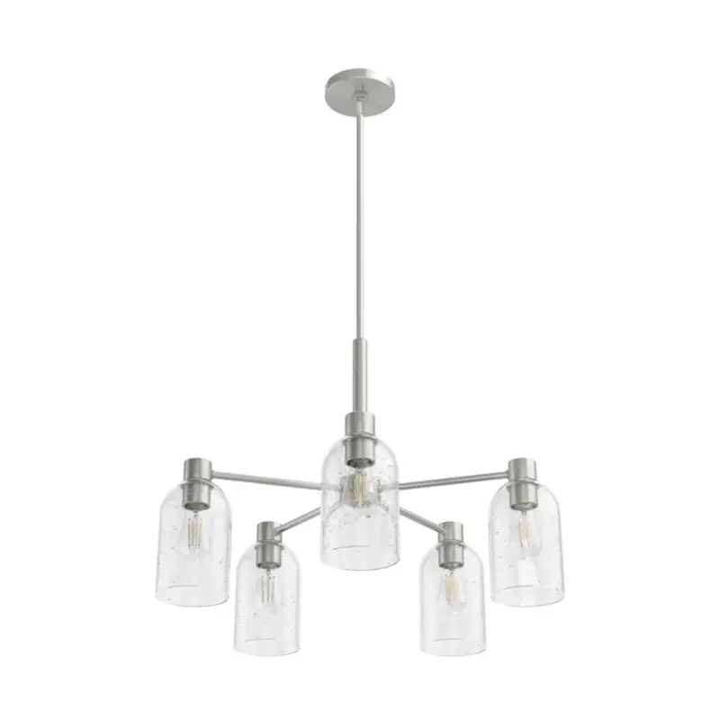 Hunter Lochemeade 5-Light Chandelier – Brushed Nickel Contemporary Fixture 1