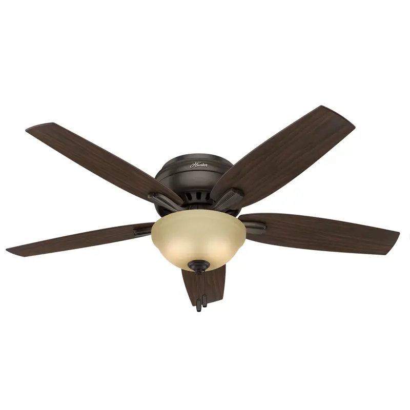 Hunter Newsome 52" Frosted Amber Glass Low-Profile Ceiling Fan With Led Light 1