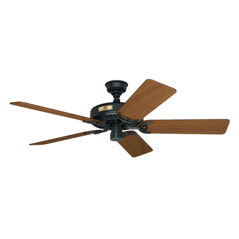 Hunter Original Teak 52-Inch Outdoor Ceiling Fan – Matte Black Motor With Natural Teak Blades 1