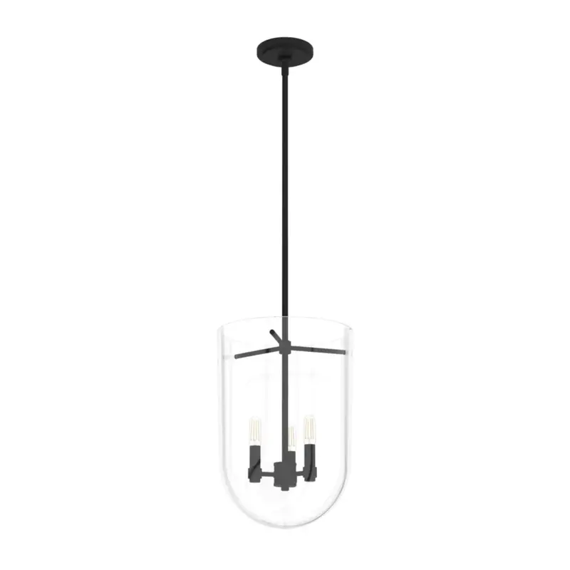 Hunter Sacha 3-Light Cloche Pendant – Industrial Natural Iron Dome-Shaped Light 1
