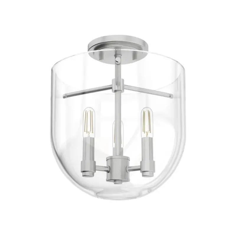 Hunter Sacha 3-Light Semi-Flush Mount – Sleek Brushed Nickel Ceiling Light 1