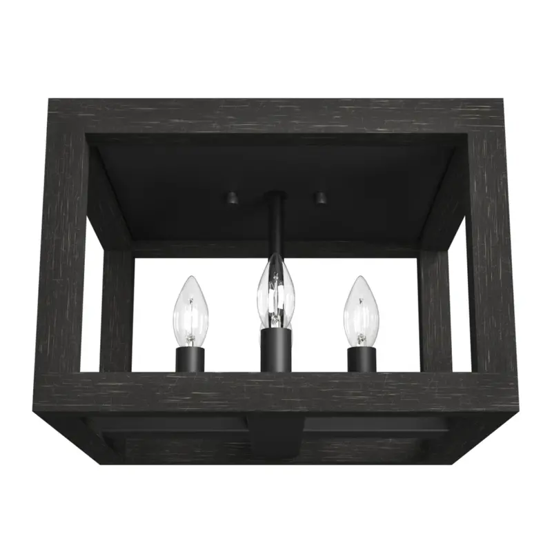 Hunter Squire Manor 4-Light Flush Mount In Matte Black And Dark Ash 1