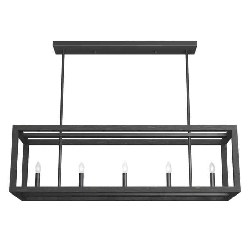 Hunter Squire Manor 5-Light Linear Chandelier – Matte Black And Dark Ash Finish 1