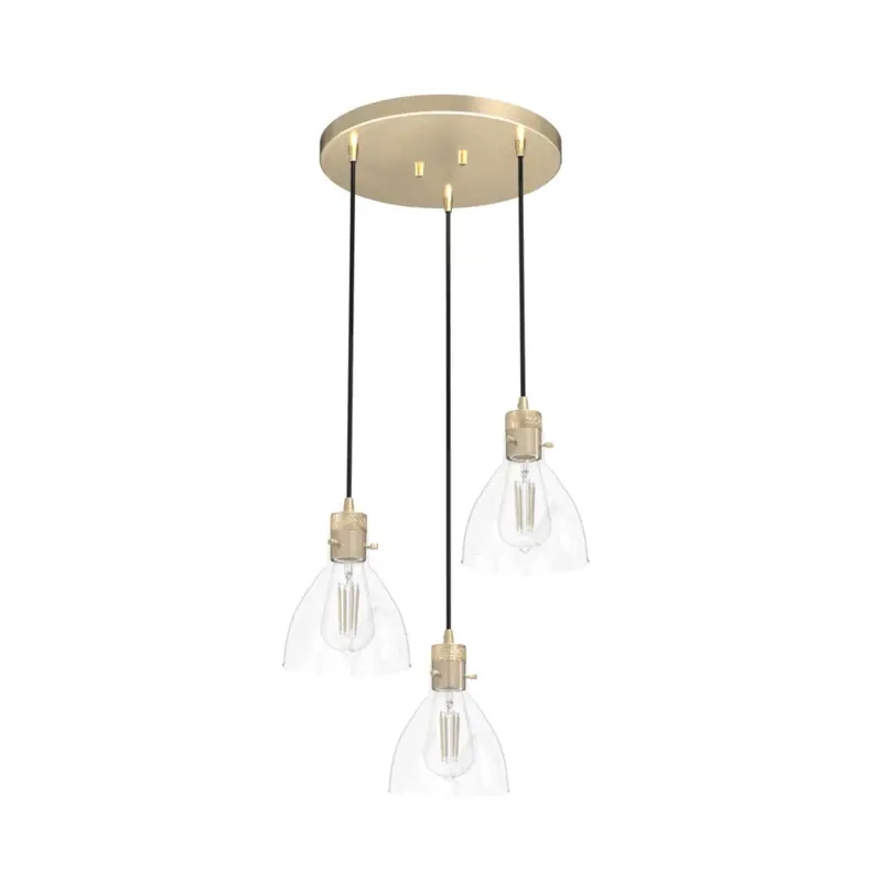 Hunter Van Nuys 3-Light Round Cluster Pendant – Alturas Gold Finish 1