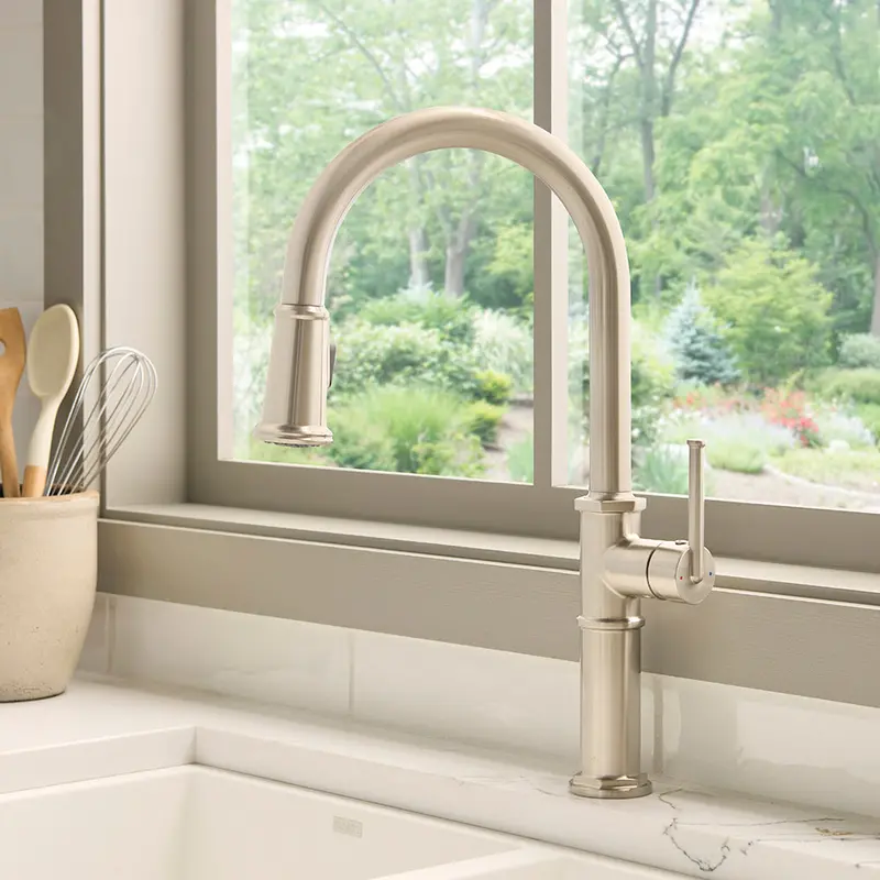 Idris Brushed Nickel Pull-Down Kitchen Faucet Featuring Dual-Function Sprayer (Rvf1239Bn) 1