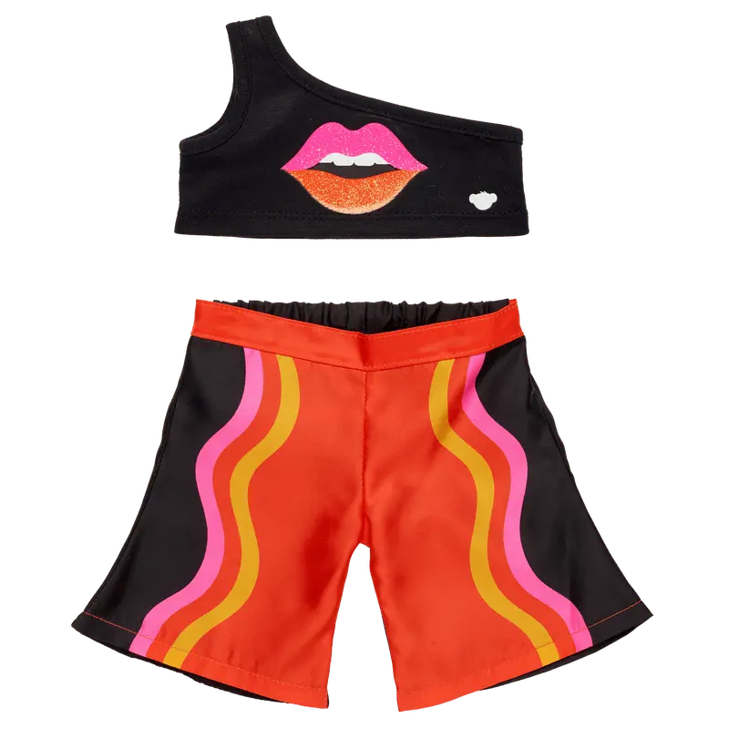 Jade Purple Brown Lip-Print Tee And Matching Pant Set 1