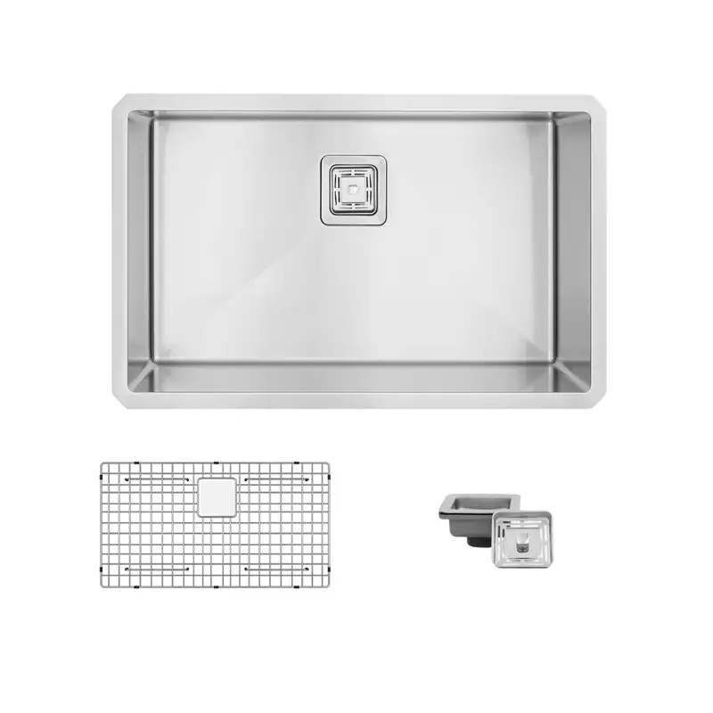 Jet 30" Single Bowl Stainless Steel Kitchen Sink – 16-Gauge With Grid & Square Strainer (Model S-511Xg) 1