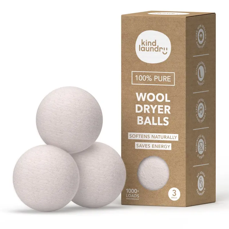 Kind Laundry Wool Dryer Balls – 100% Natural, Reusable Fabric Softening Set 1