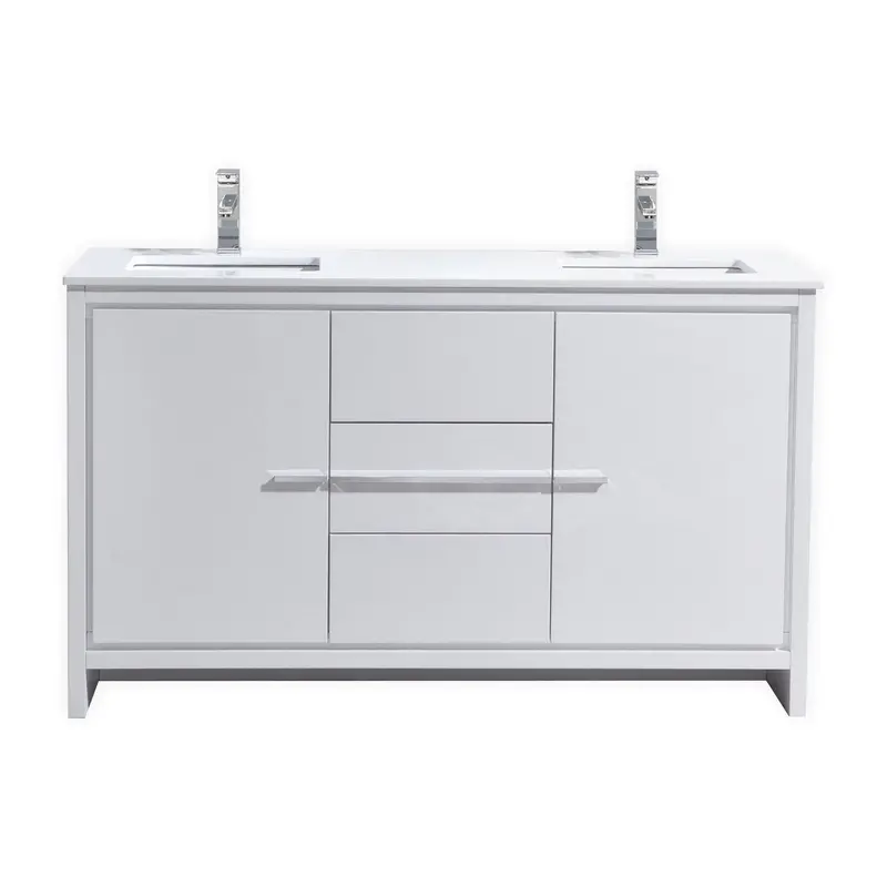 Kubebath Dolce 60-Inch Freestanding Double-Sink Vanity With White Quartz Top 1