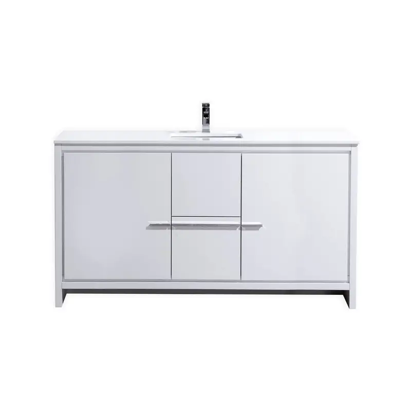 Kubebath Dolce 60-Inch Freestanding Single-Sink Vanity With White Quartz Countertop 1