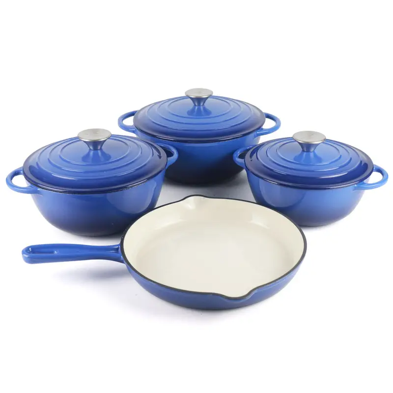 La Cocina Amazon Blue Enamel Cast Iron Cookware Set – 7-Piece 1