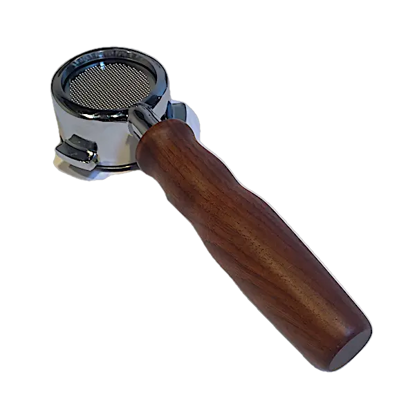 La San Marco Walnut-Handle Bottomless Portafilter 1