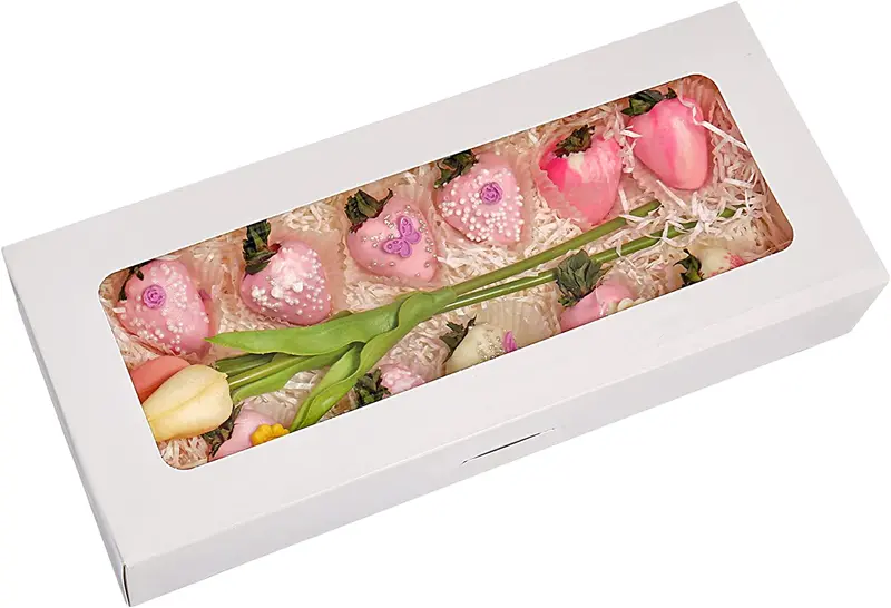 Large White Pastry Box With Window – 14" X 6" X 2.5" For Bulk Treats 1
