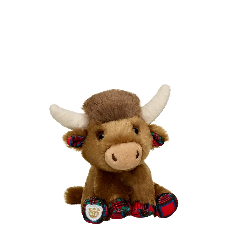 Limited-Edition Tartan Highland Cow Plush By Build-A-Bear Mini Beans 1