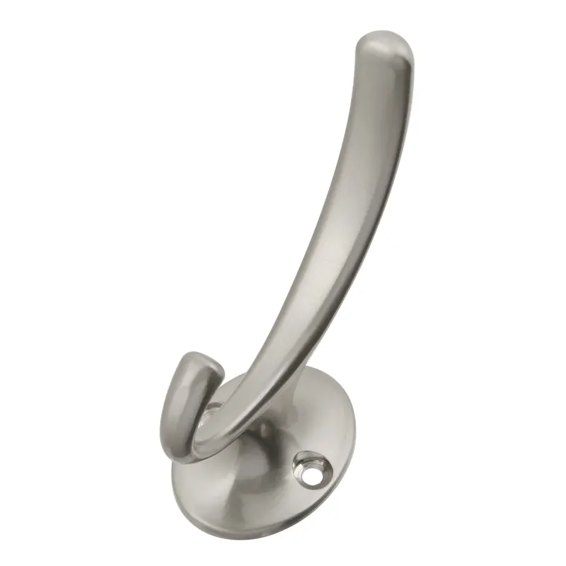Luna Double Coat Hook – 7/8-Inch Spacing, Satin Nickel Finish 1